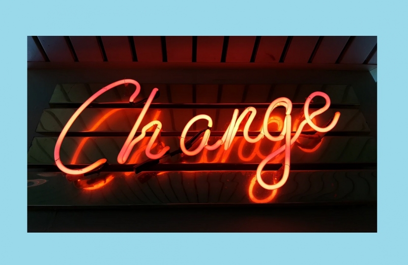 Image of a Neon Light saying 'Change'