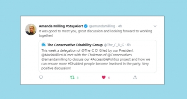 A screen grab of a supportive tweet from the Chairman of the Conservative Party